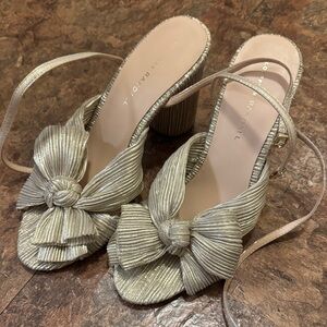 Loeffler Randall Camellia Gold Pleated Bow Heel